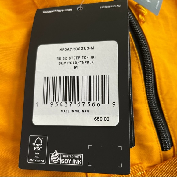 The North Face Men’s Black Series Steep Tech Jacket -Gold Yellow -M -NWT - Picture 10 of 15